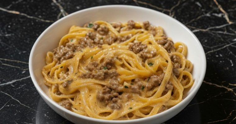 One-Pot Creamy Beef and Garlic Butter Pasta