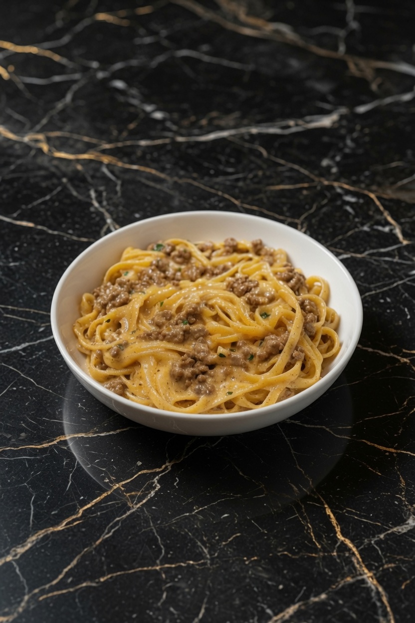 One-Pot Creamy Beef and Garlic Butter Pasta