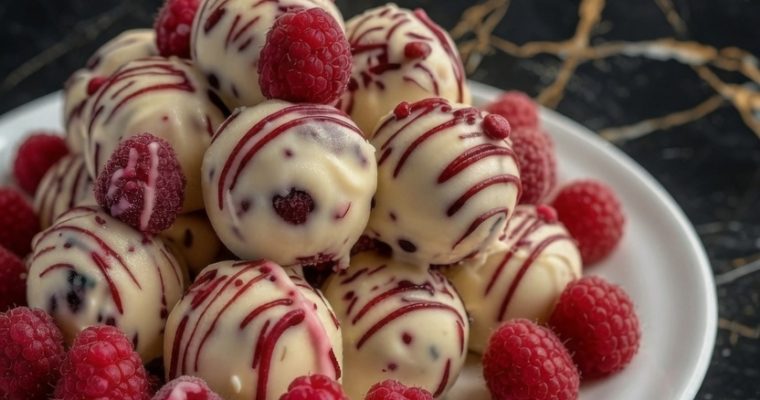 White Chocolate Raspberry Cheesecake Balls