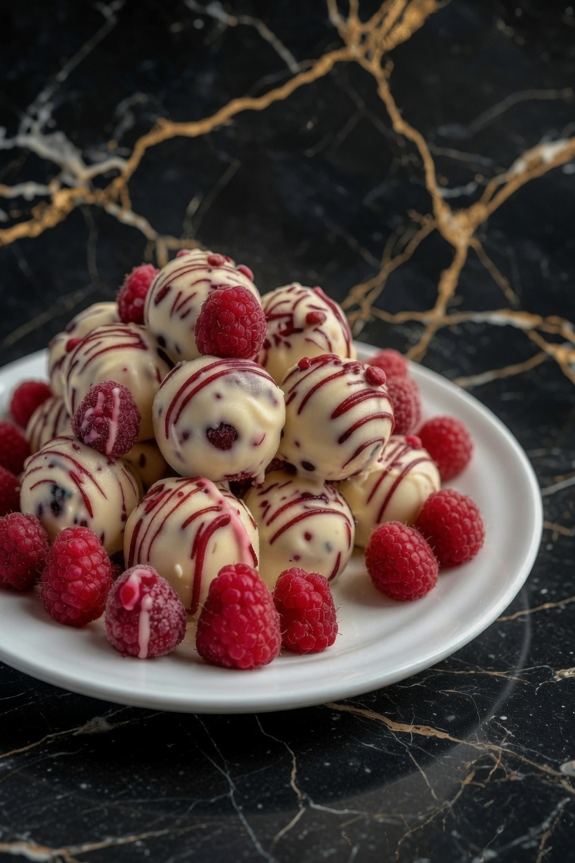 White Chocolate Raspberry Cheesecake Balls