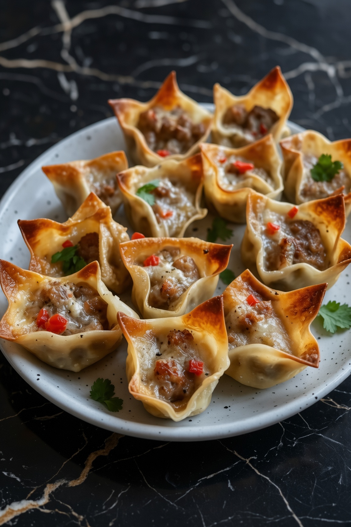 Baked Sausage & Pepper Jack Wontons