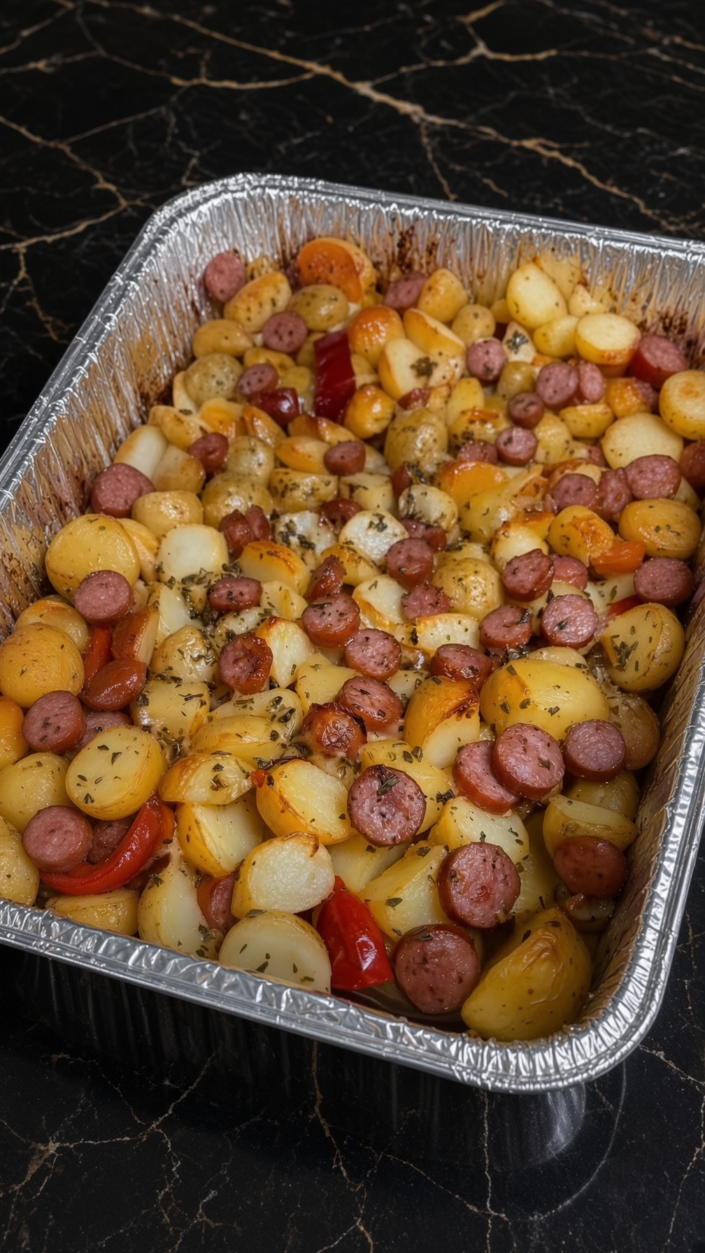 FRIED POTATOES ONIONS AND SMOKED POLISH SAUSAGE