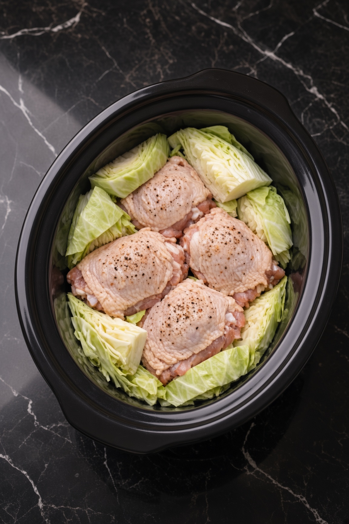 5-Ingredient Slow Cooker Buttered Cabbage and Chicken