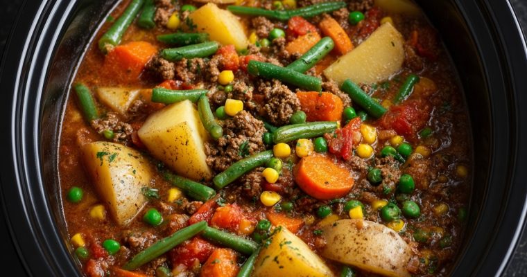 Slow Cooker Ground Beef Casserole