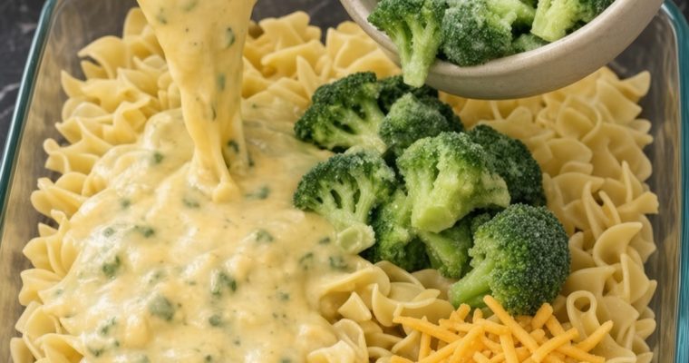 Baked Cheddar Broccoli Noodle Casserole
