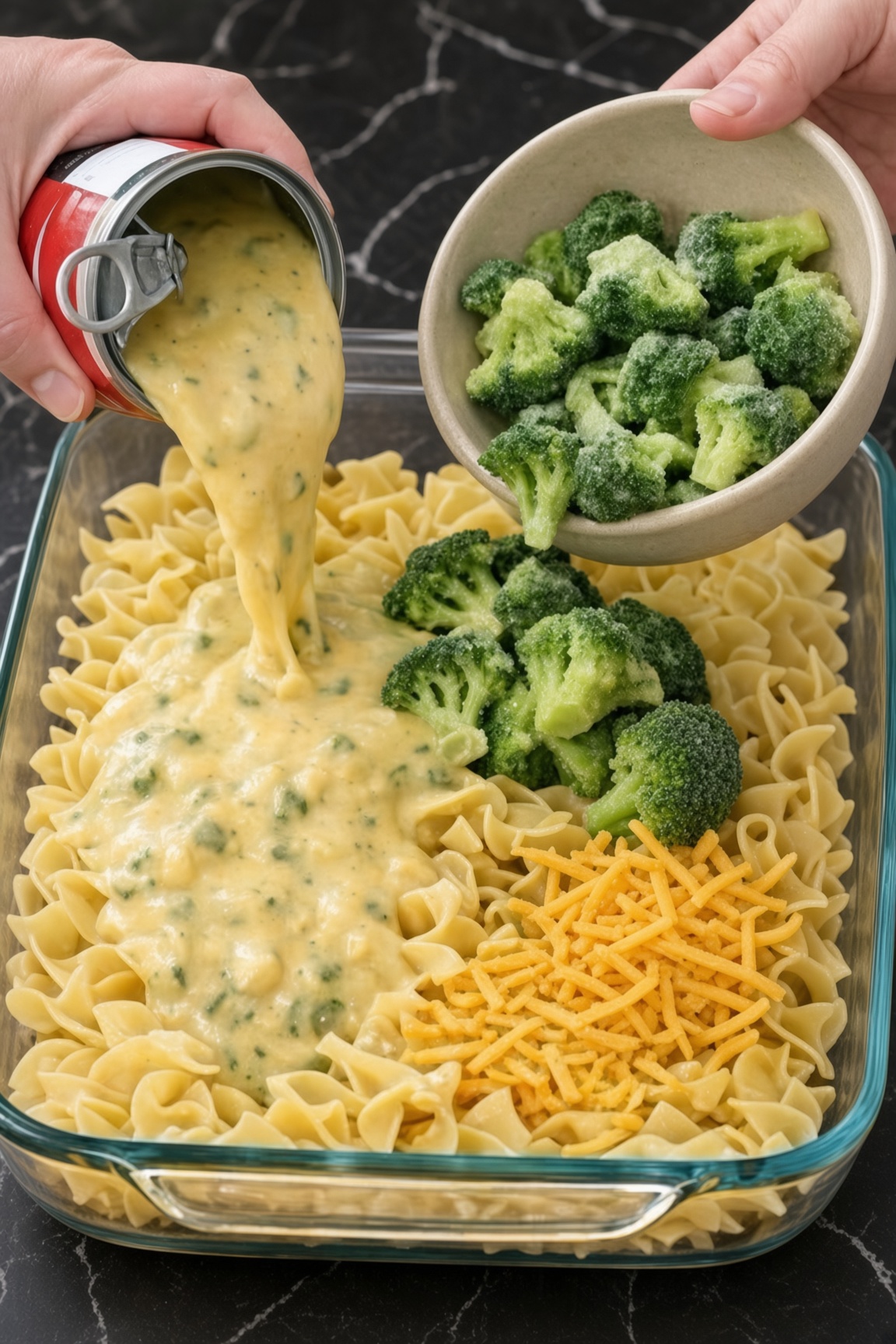 Baked Cheddar Broccoli Noodle Casserole