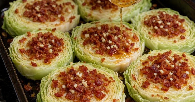 Southern Roasted Cabbage Steaks with Garlic Bacon Butter