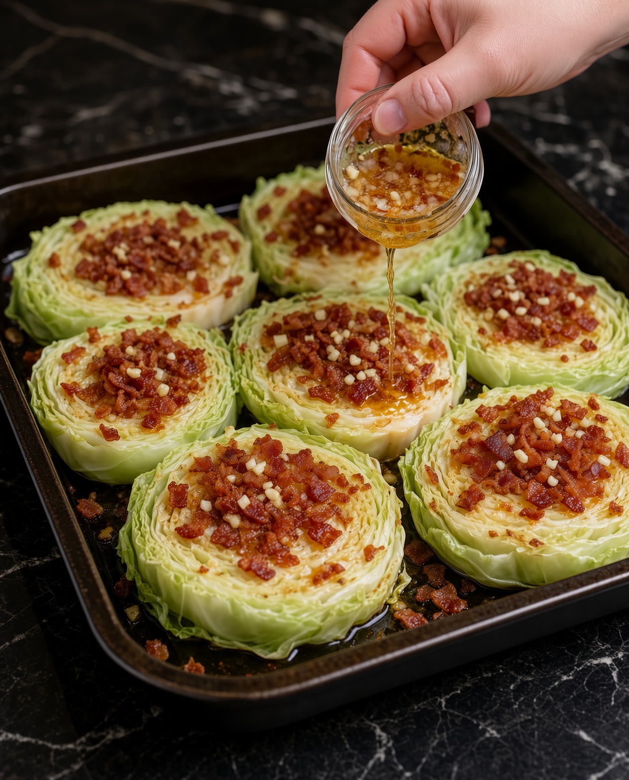 Southern Roasted Cabbage Steaks with Garlic Bacon Butter