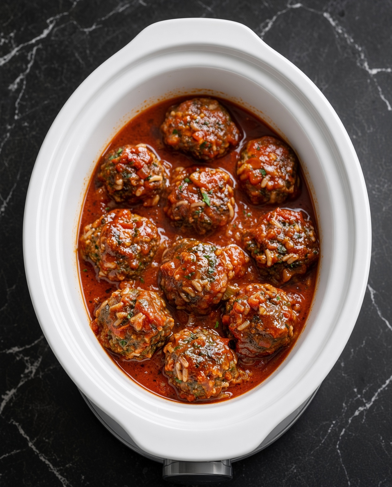 Slow Cooker Amish Porcupine Meatballs