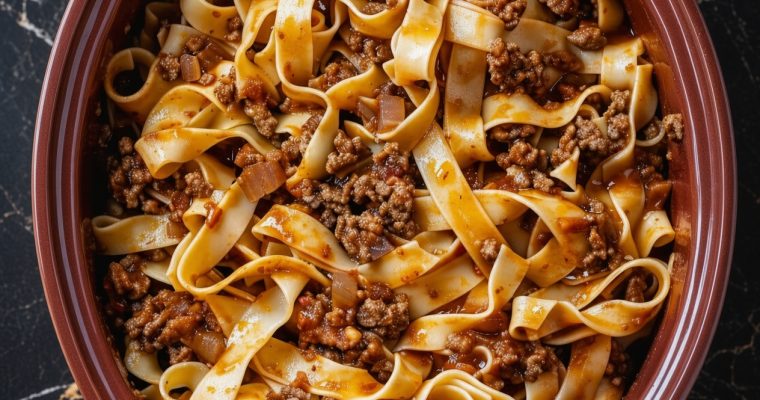 Slow Cooker Ground Pork Noodles