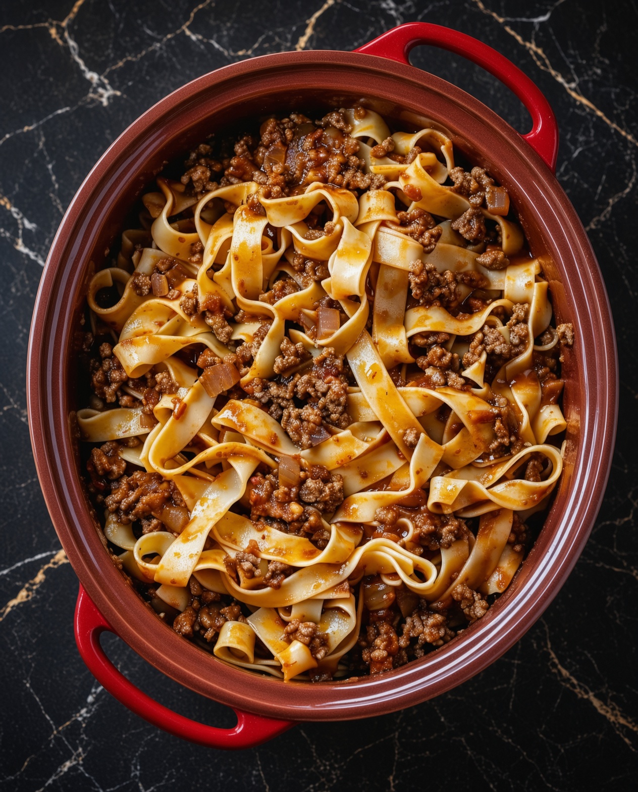 Slow Cooker Ground Pork Noodles