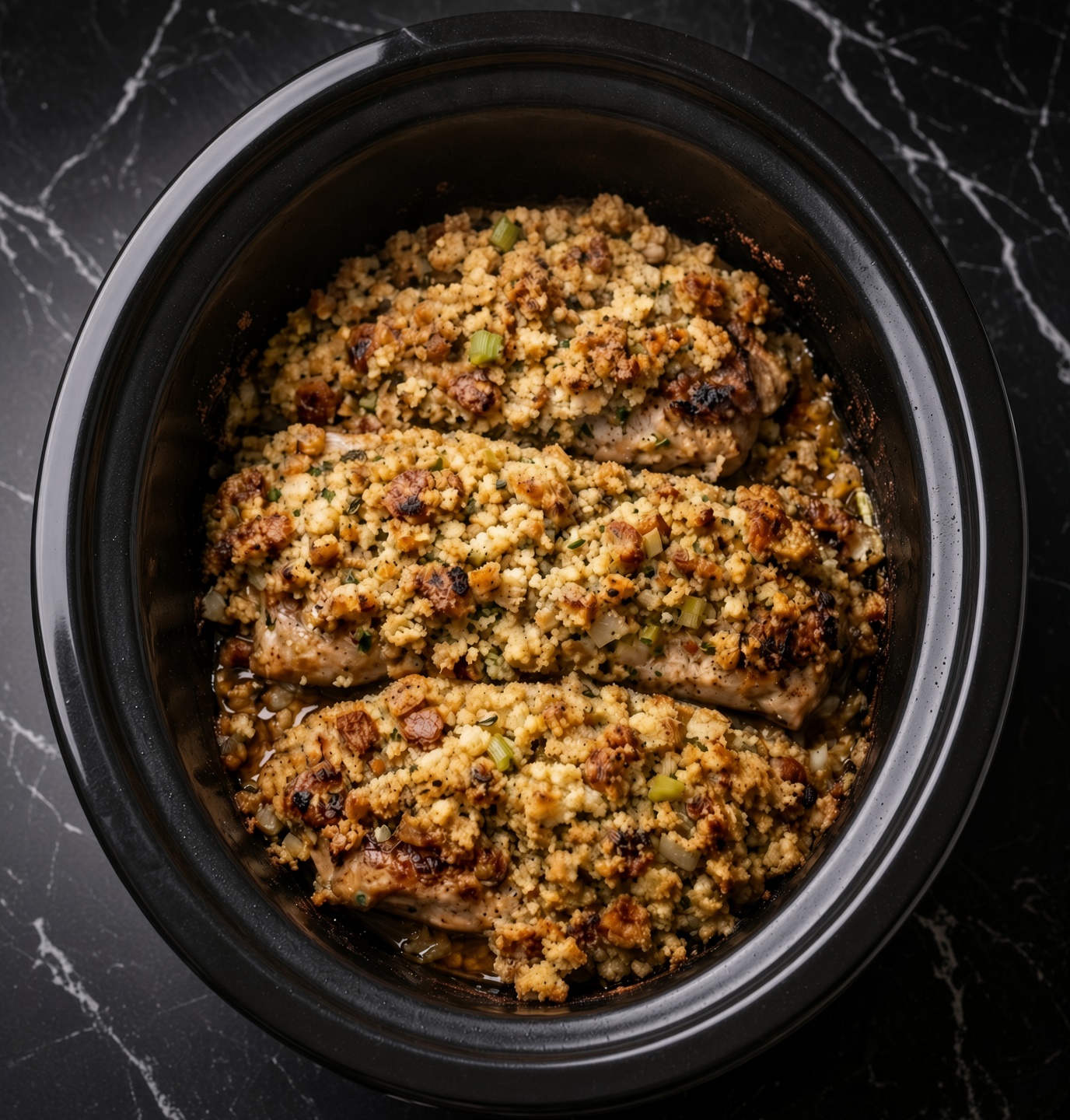 Slow Cooker Amish Stuffing Pork Chops