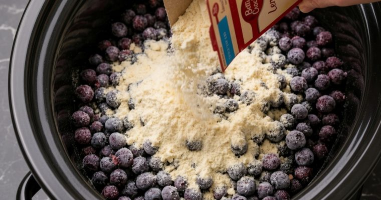 Slow Cooker Lemon Blueberry Dump Cake