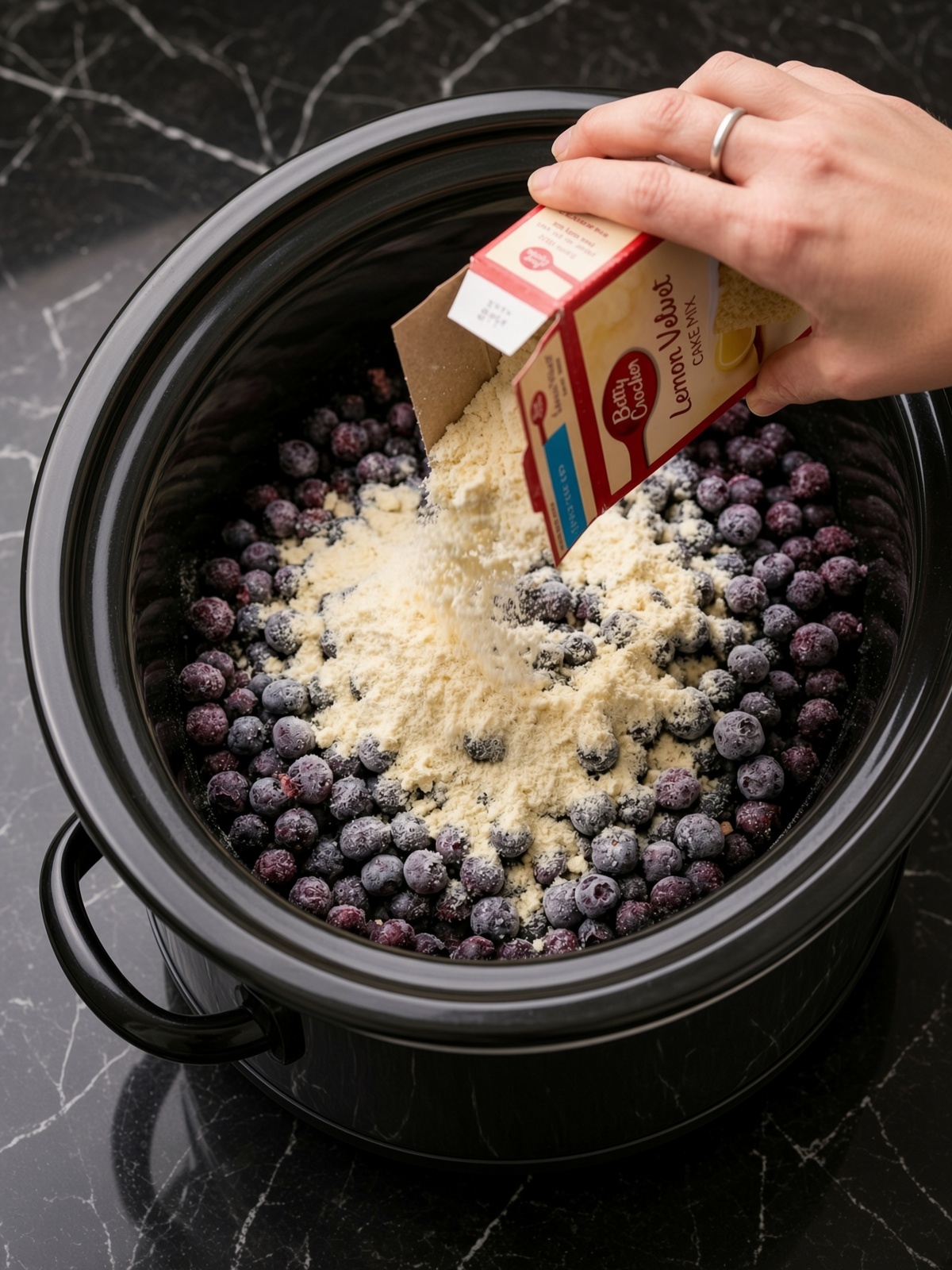 Slow Cooker Lemon Blueberry Dump Cake
