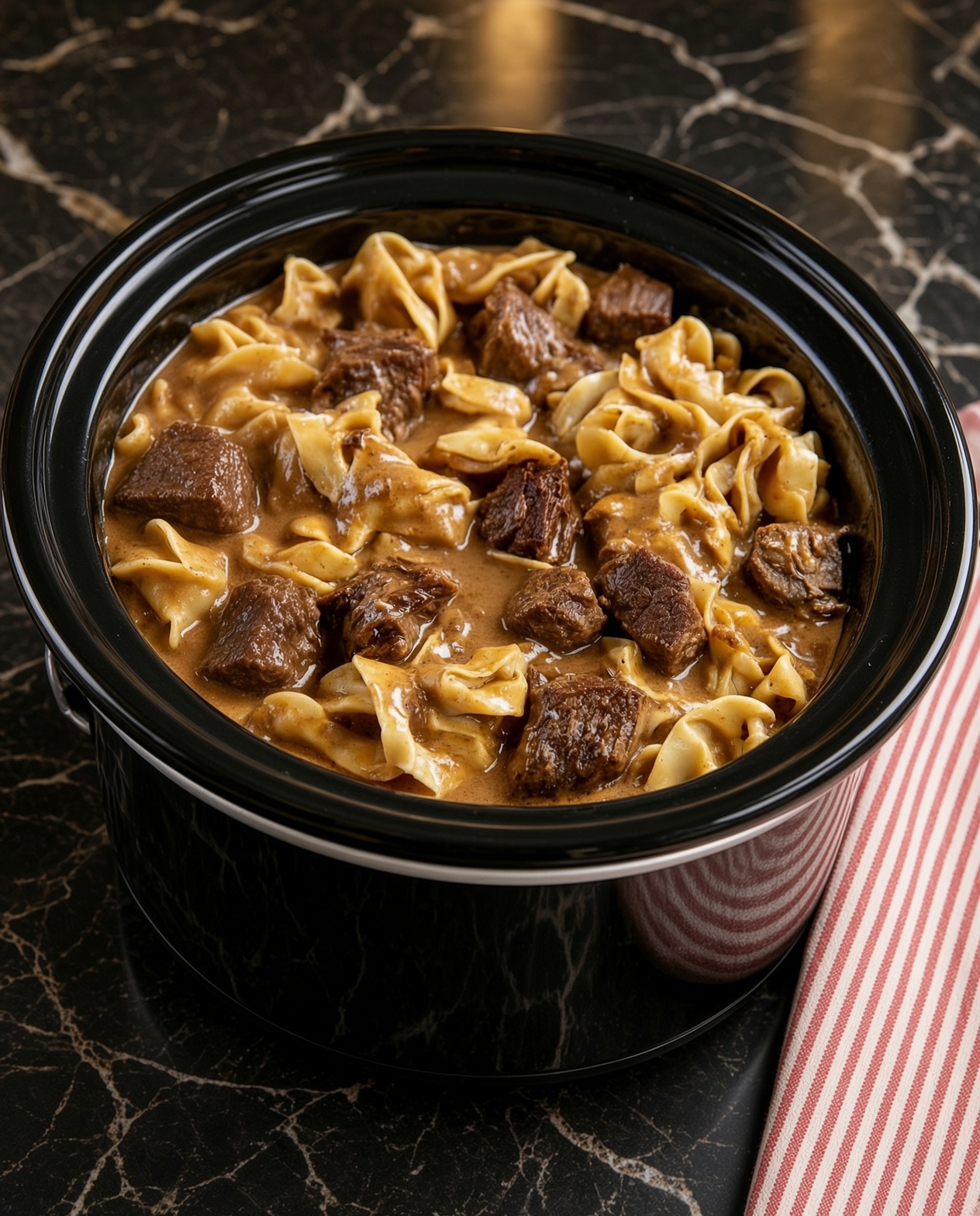 Slow Cooker Poor Man’s Beef and Noodles