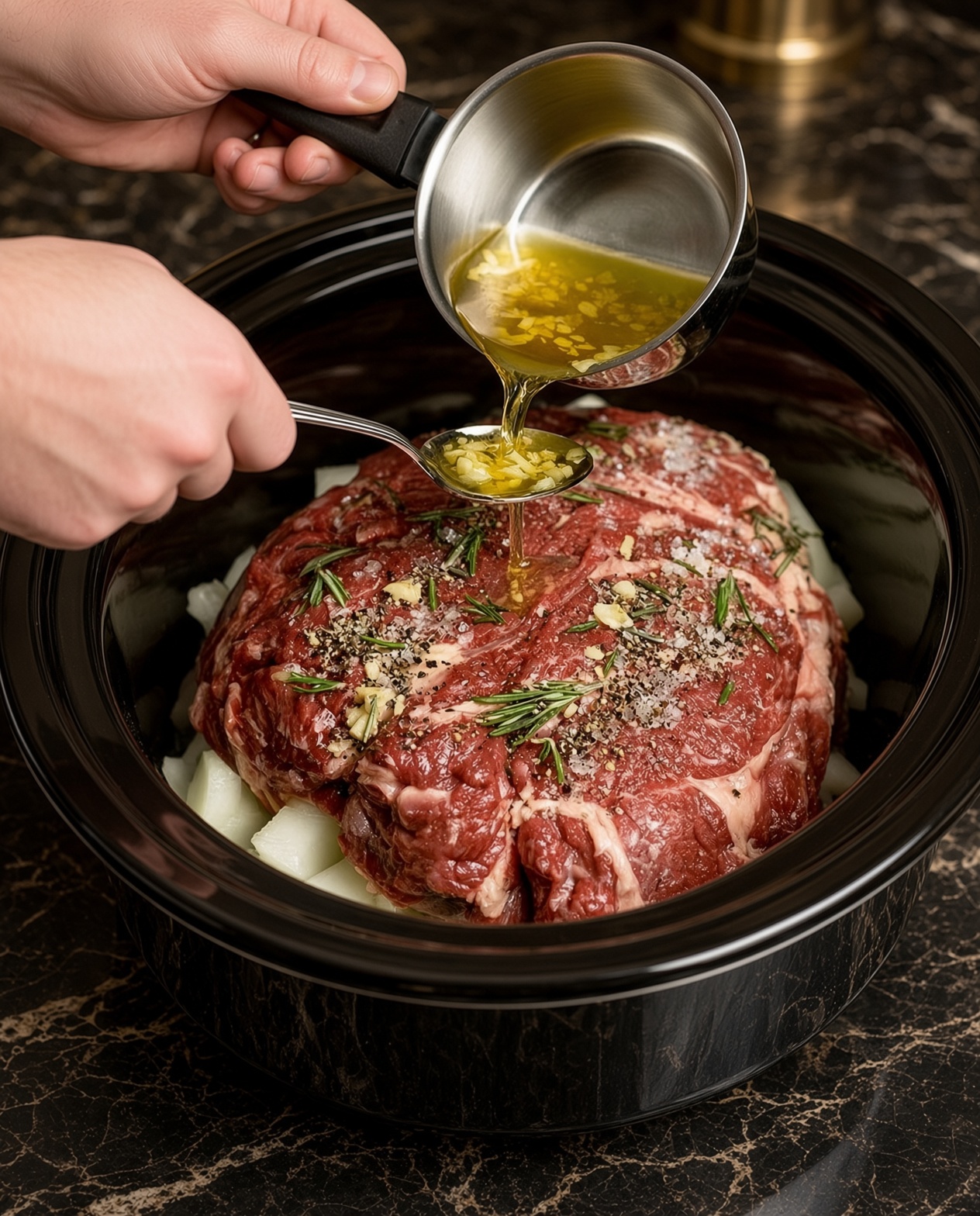 Slow Cooker Garlic Herb Beef Chuck Roast