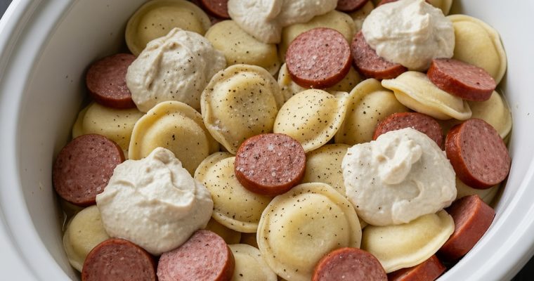 Slow Cooker Pierogi and Sausage Casserole