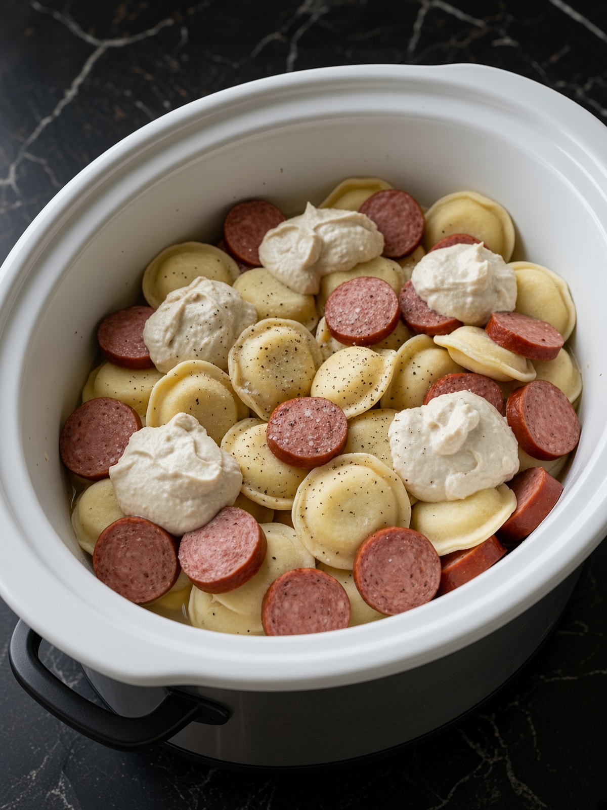 Slow Cooker Pierogi and Sausage Casserole