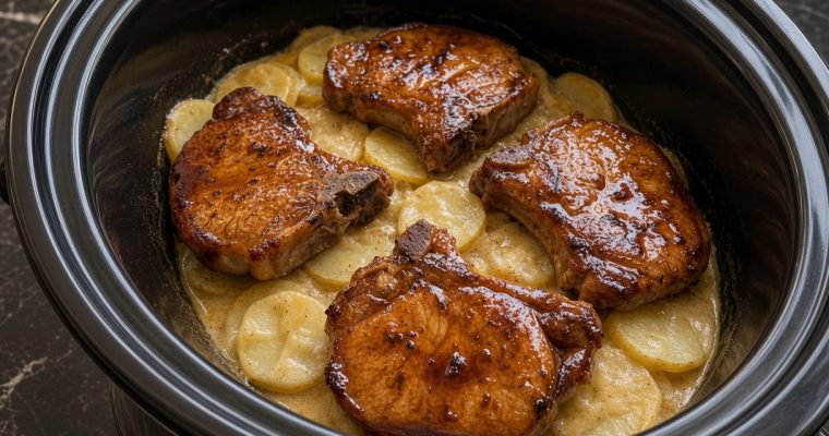 Slow Cooker Pork Chops and Scalloped Potatoes