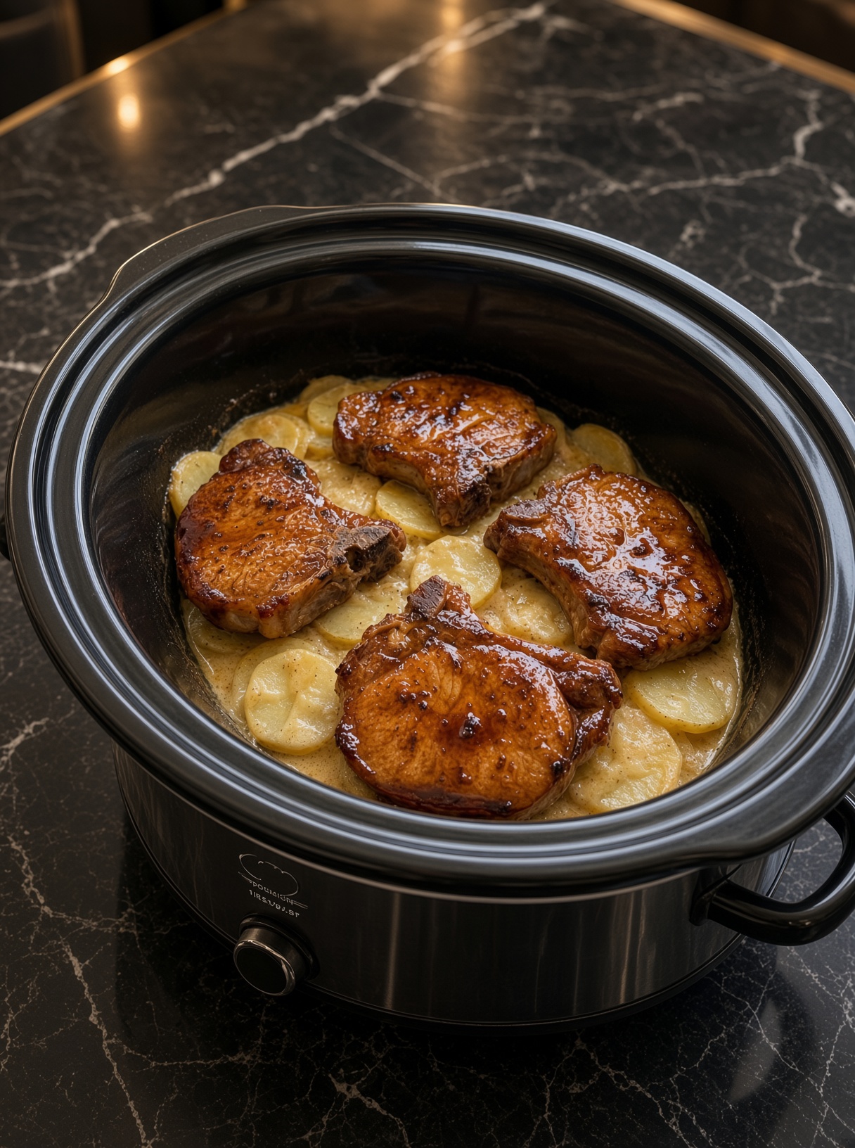 Slow Cooker Pork Chops and Scalloped Potatoes