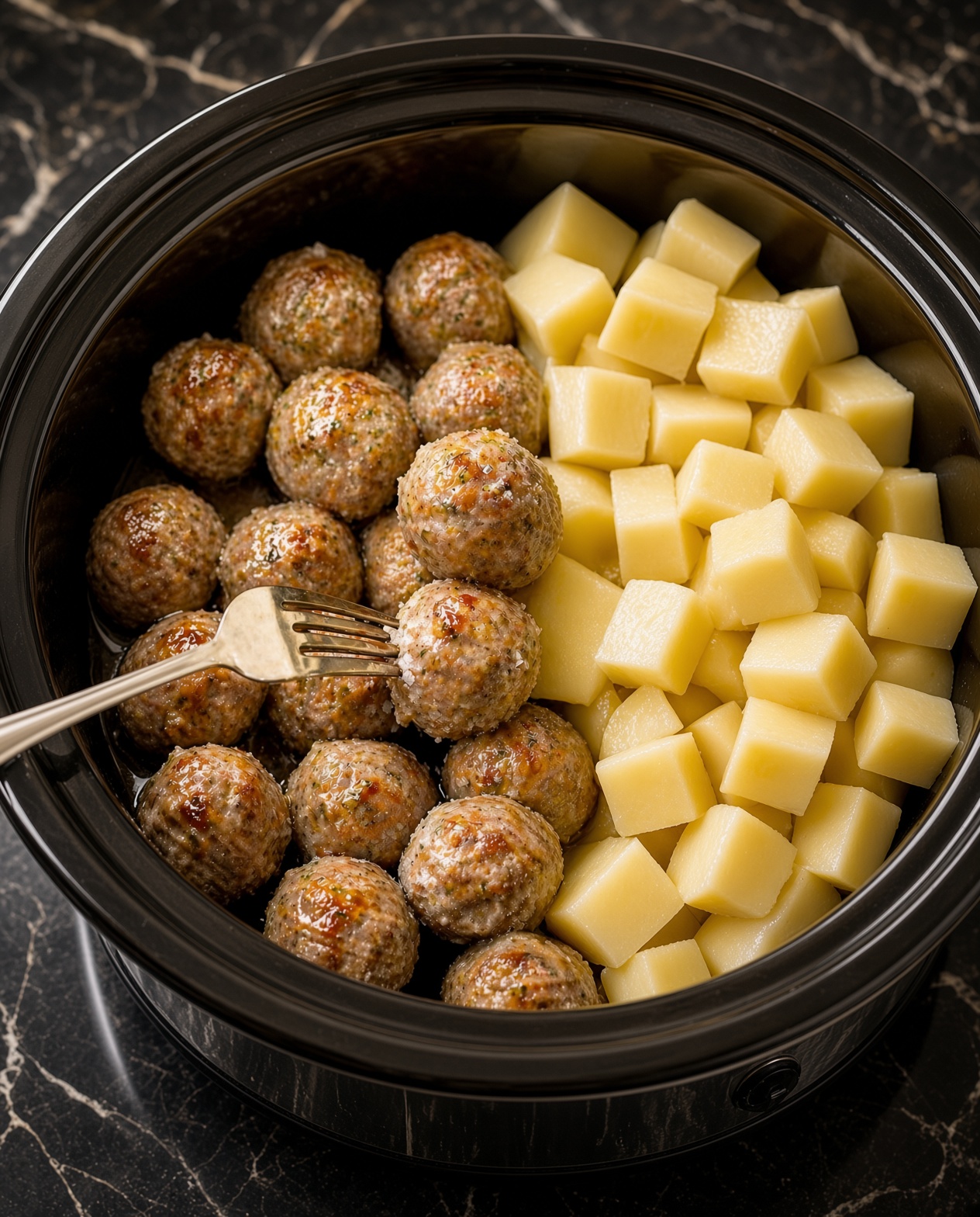Slow Cooker Meatball and Potato Stew