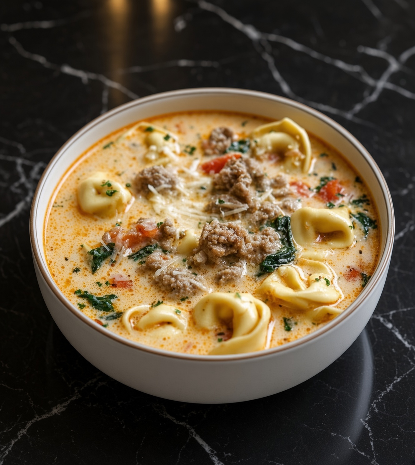 Slow Cooker Creamy Sausage & Tortellini Soup