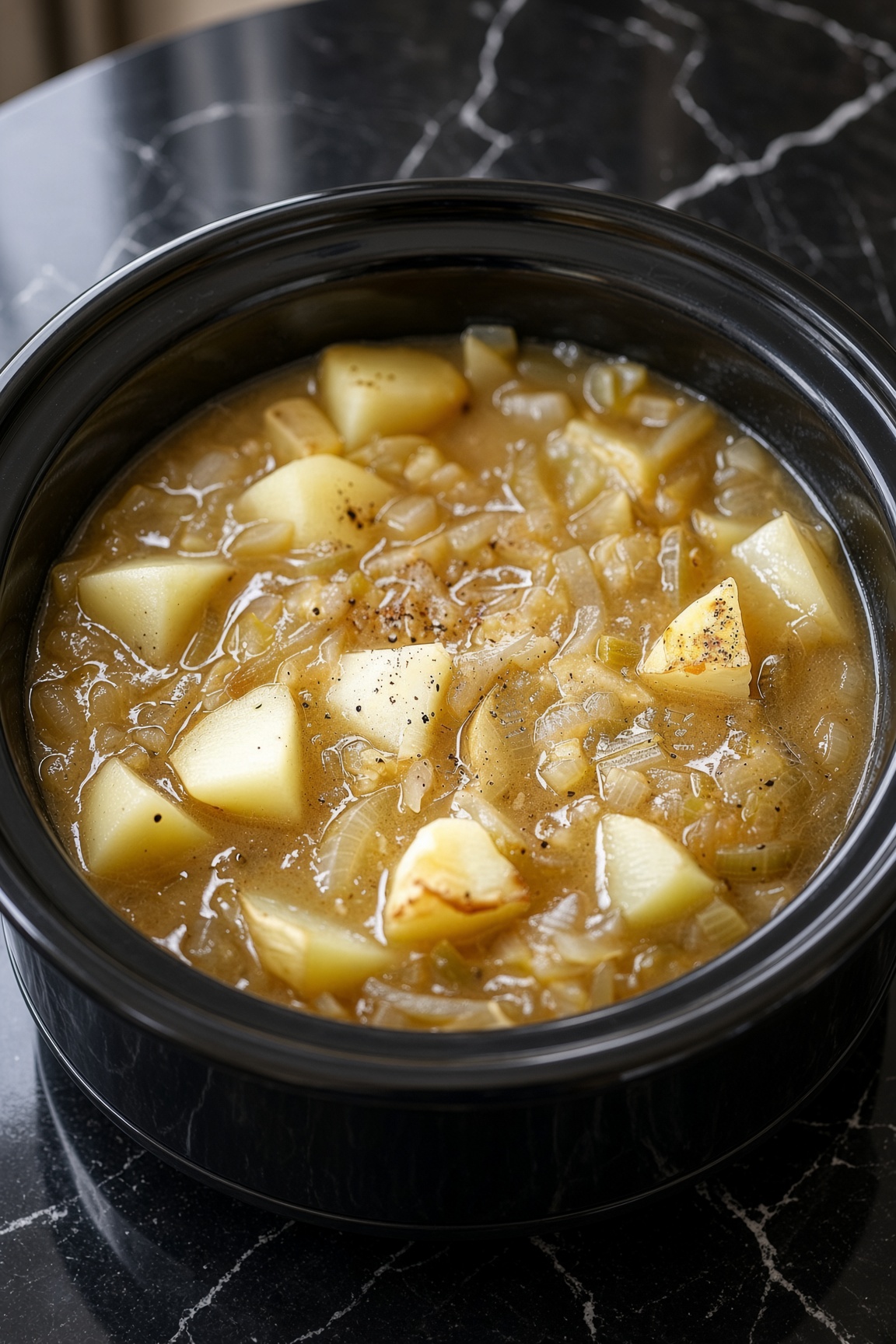Slow Cooker Onion and Potato Soup