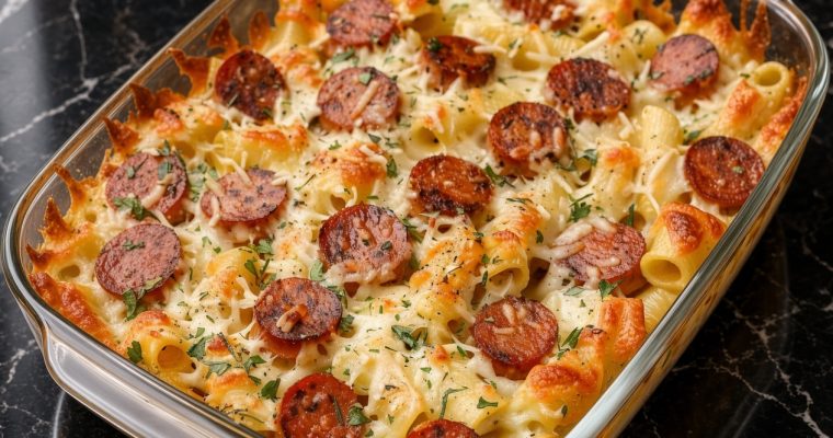 Cheesy Kielbasa Bake