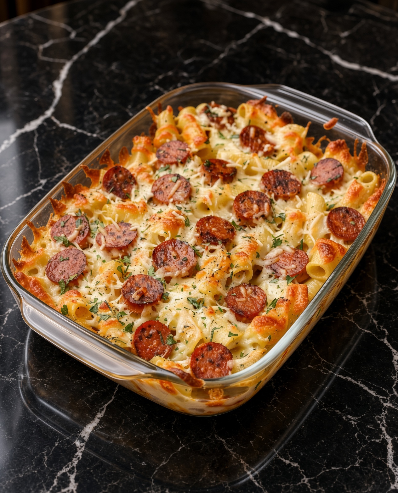 Cheesy Kielbasa Bake