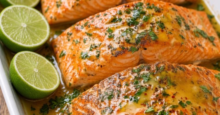 Baked Honey Lime Garlic Butter Salmon