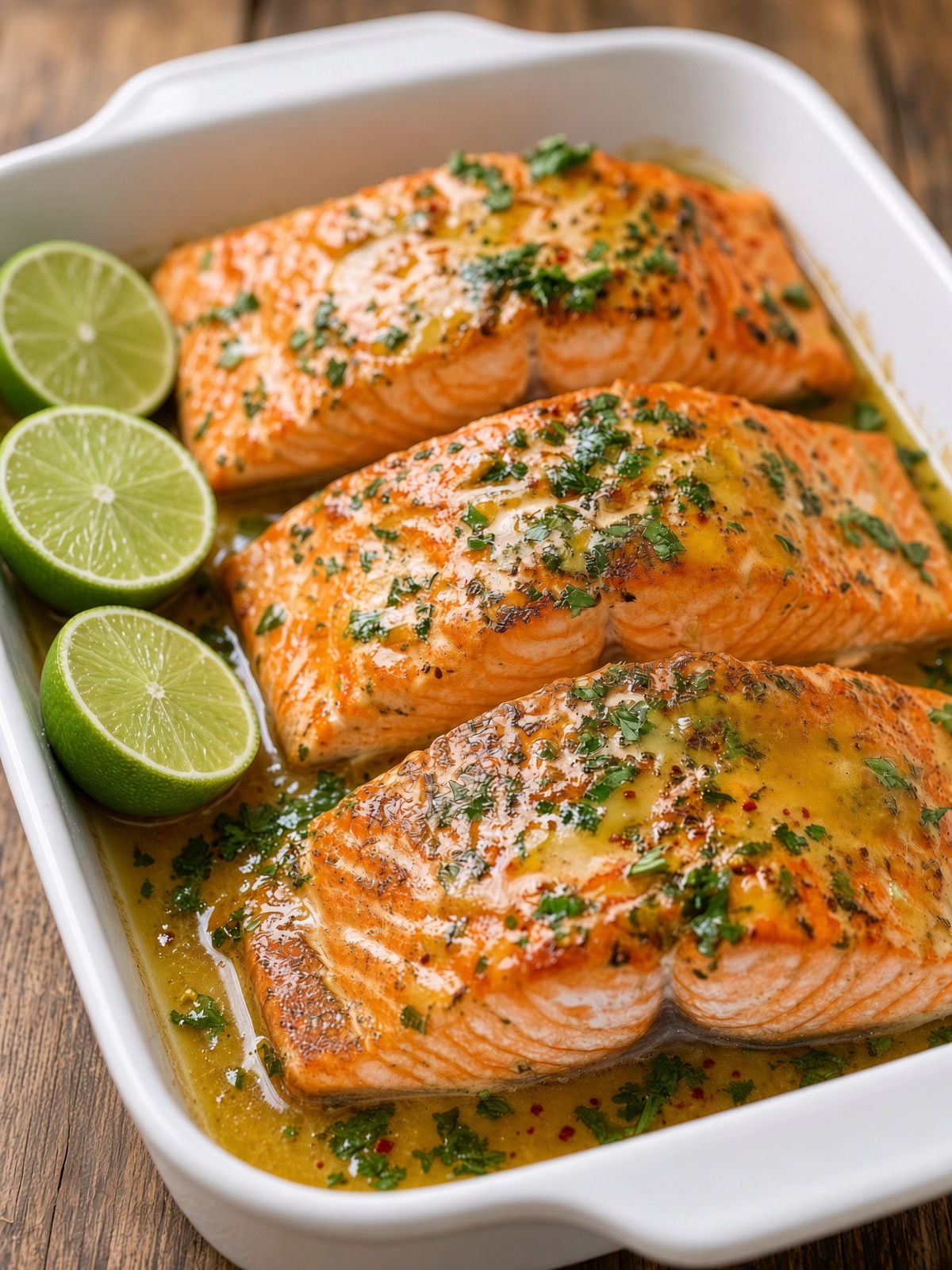 Baked Honey Lime Garlic Butter Salmon