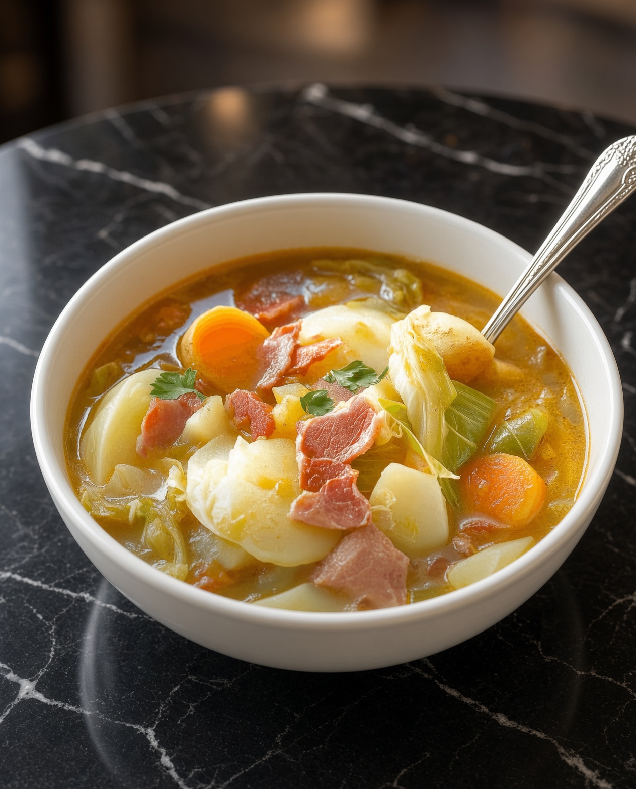 Irish Bacon, Cabbage, and Potato Soup