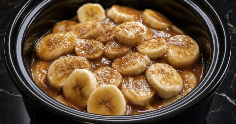 Slow Cooker Banana Foster Pudding