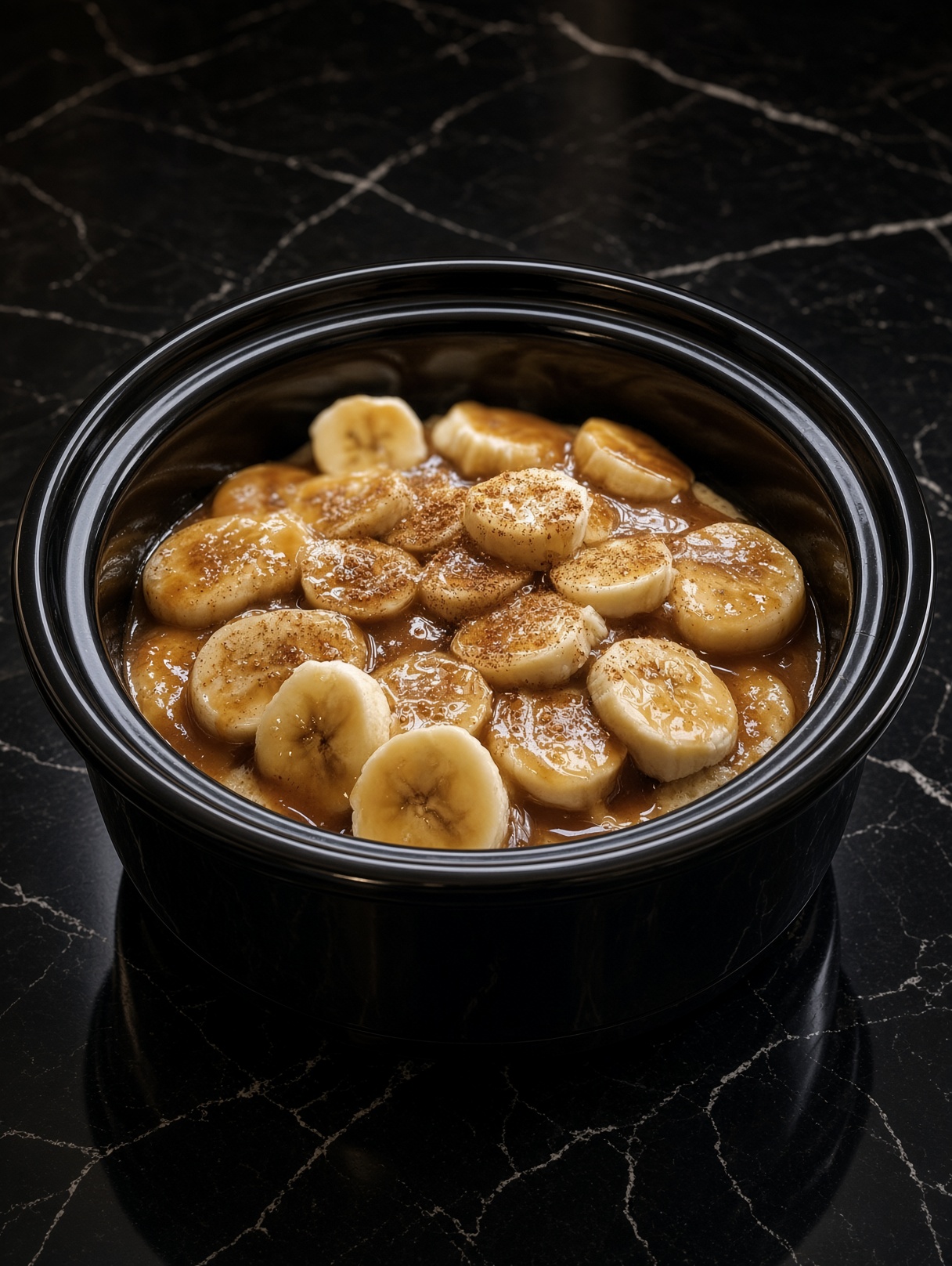 Slow Cooker Banana Foster Pudding