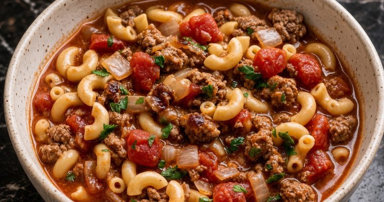 Old-Fashioned Beefy Tomato Macaroni Soup