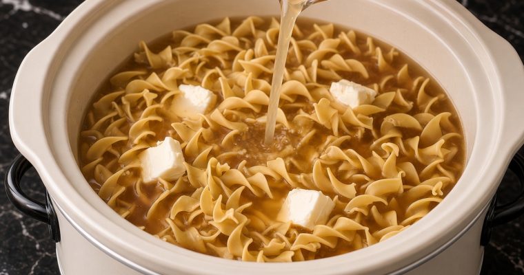 Slow Cooker Amish Buttered Noodles
