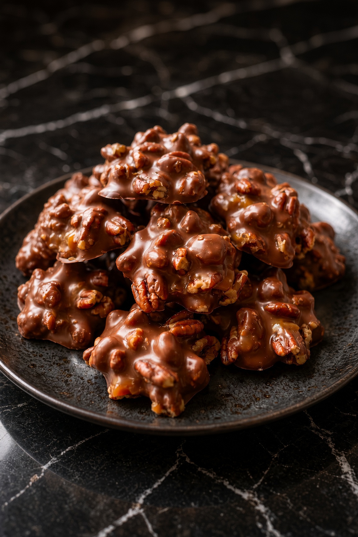 Chocolate Pecan Turtle Clusters