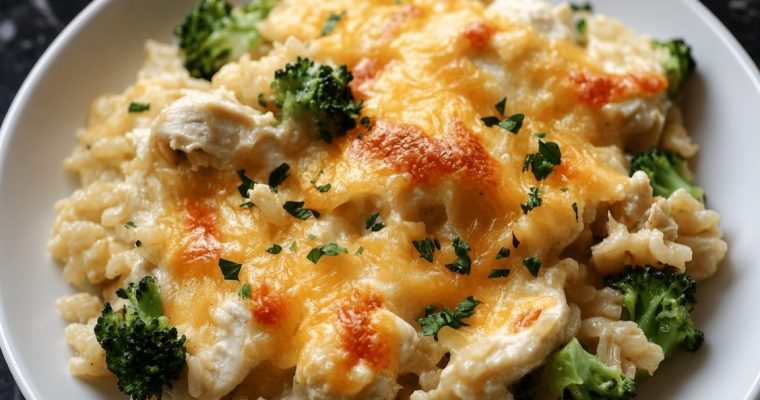 One Pot Cheesy Chicken Broccoli Rice Casserole