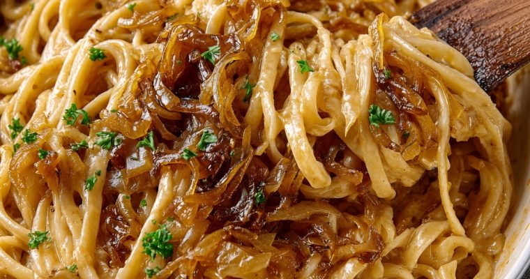 Slow Cooker Caramelized Onions Pasta