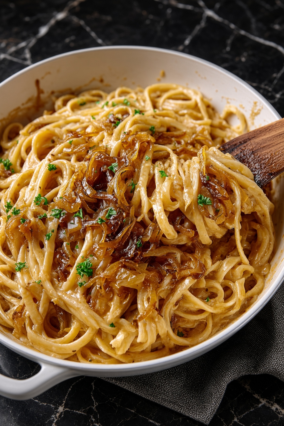 Slow Cooker Caramelized Onions Pasta