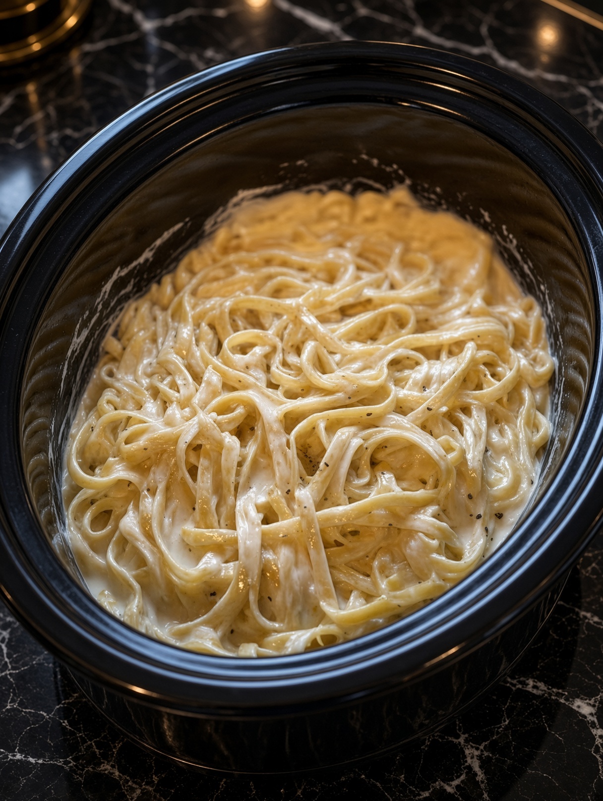 Slow Cooker Garlic Parmesan Alfredo Pasta