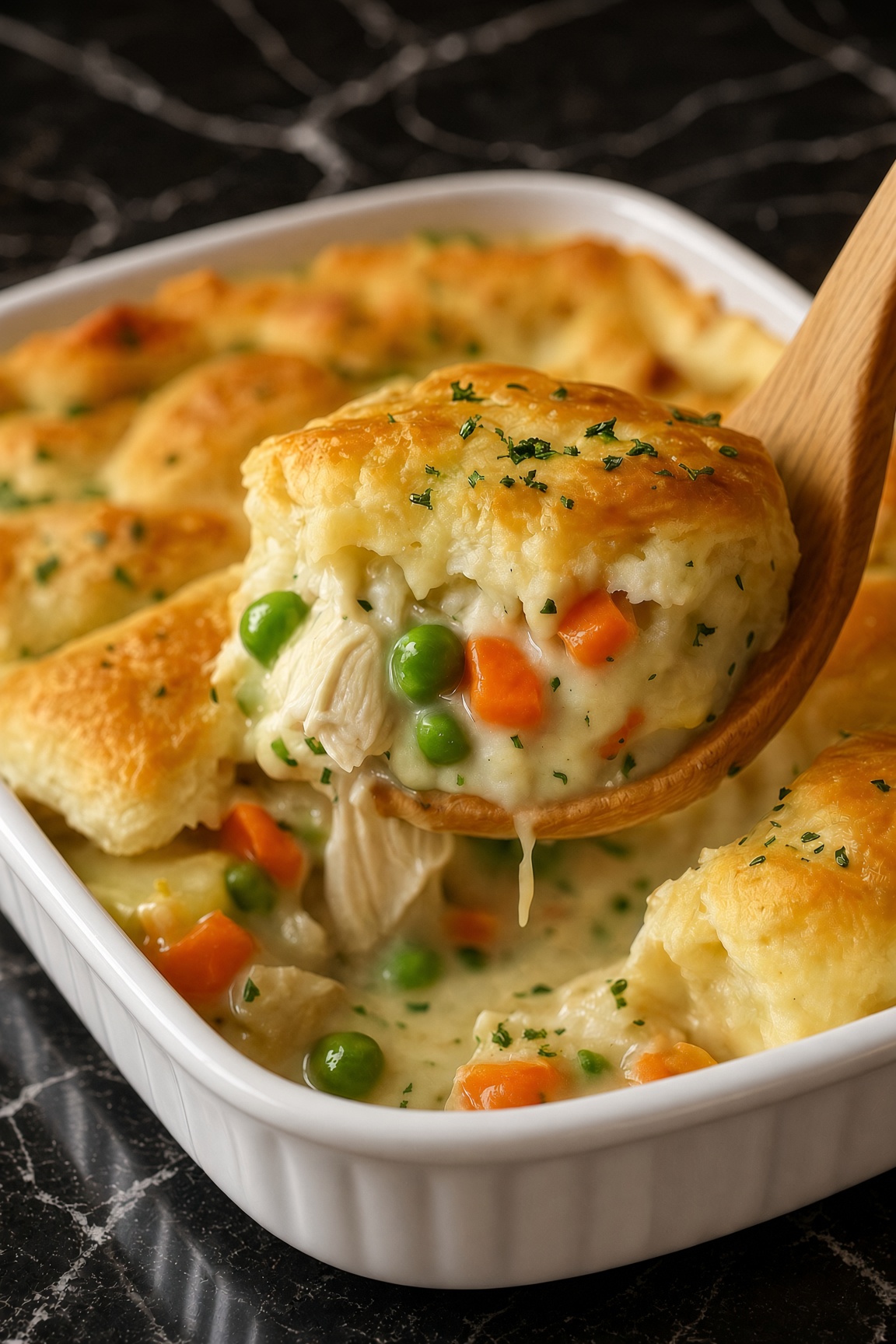 Creamed Chicken and Biscuits Casserole