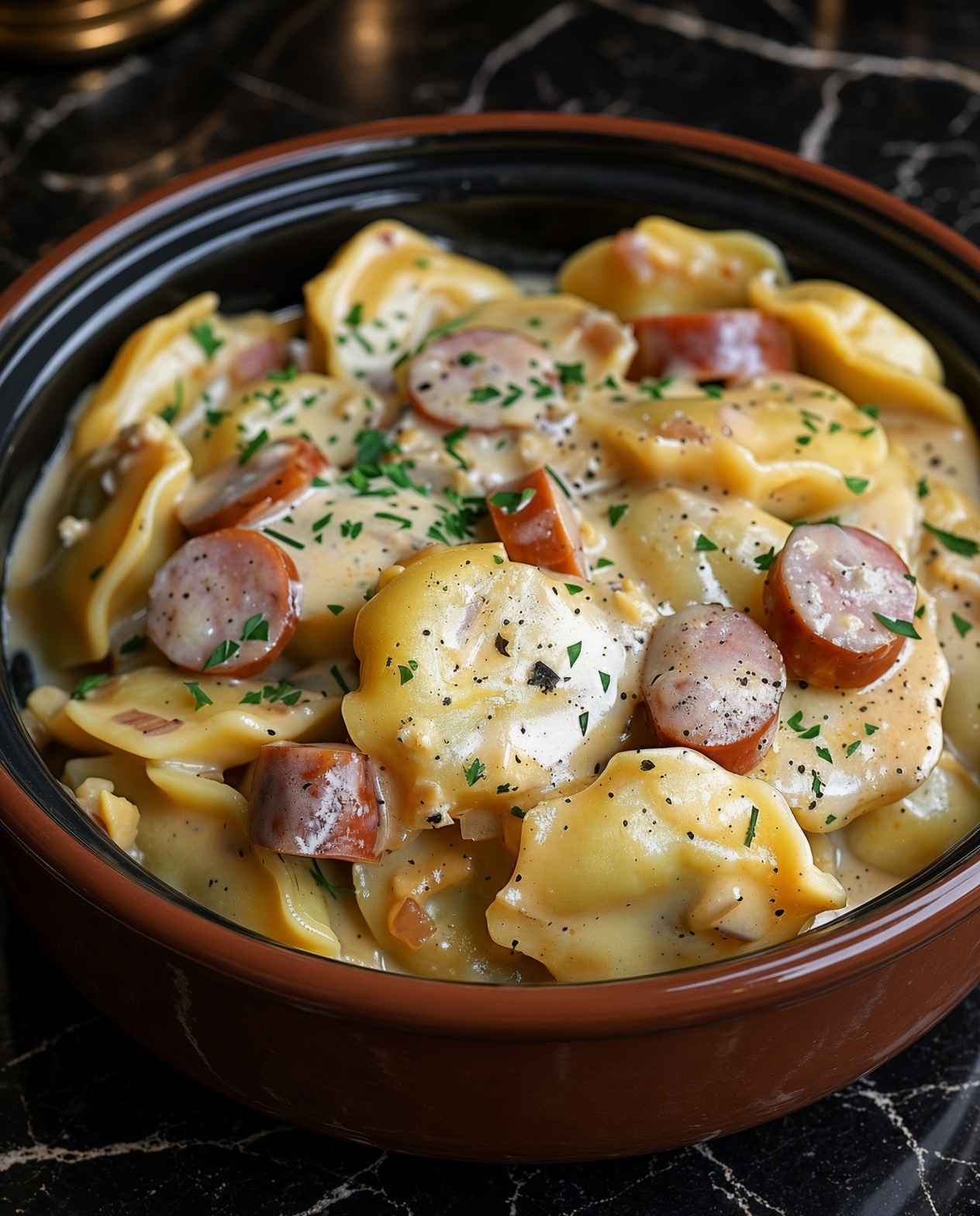 Crock Pot Pierogi Casserole with Kielbasa