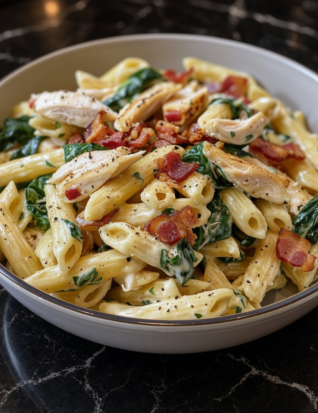 Chicken Bacon Spinach Penne