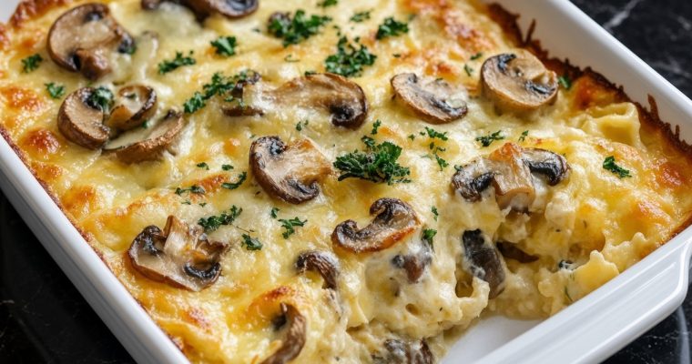 Baked Cheesy Mushrooms Casserole