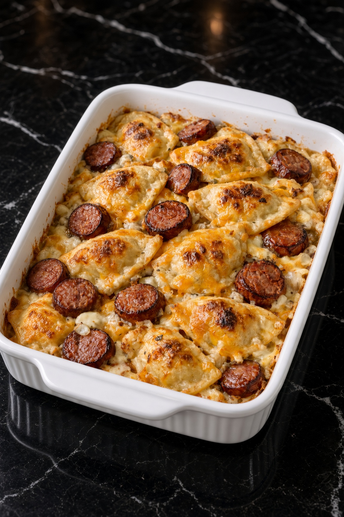 Baked Pierogi & Kielbasa Casserole