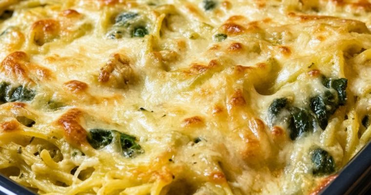 Baked Spinach Chicken Spaghetti