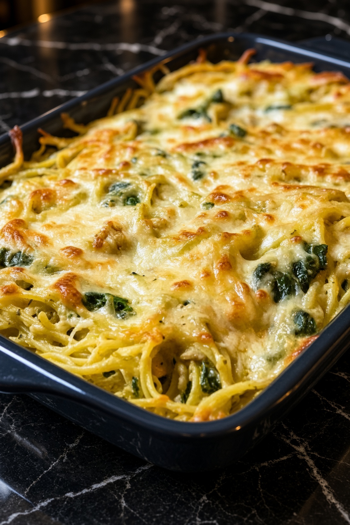 Baked Spinach Chicken Spaghetti