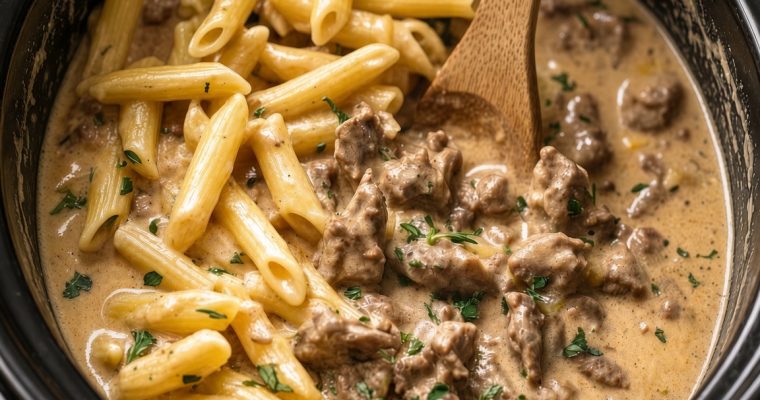 Creamy Slow Cooker Beef Pasta