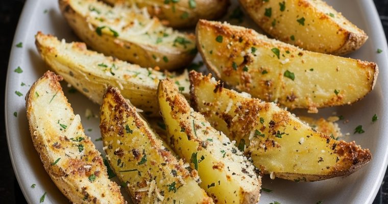 BAKED GARLIC PARMESAN POTATO WEDGES